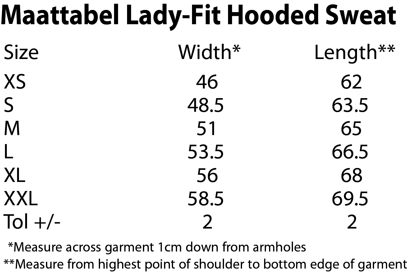 Maattabel Lady-Fit Hooded Sweat