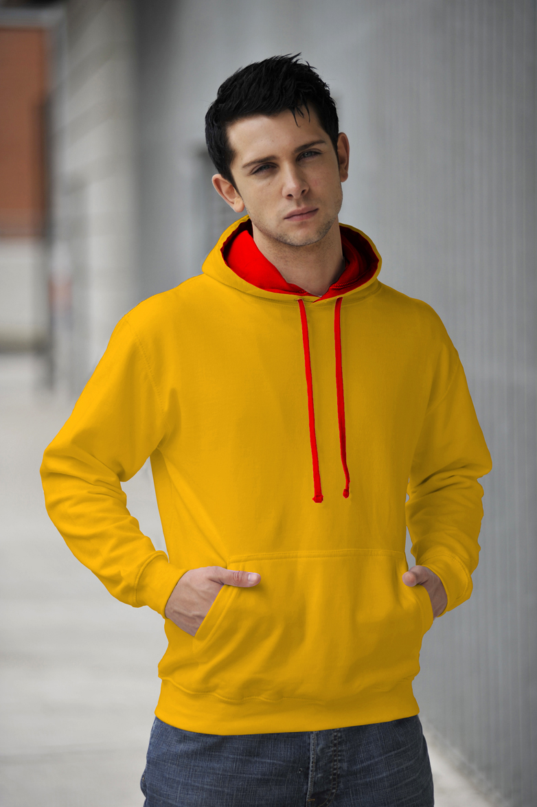 AWDis Varsity Hoodie Sun Yellow & Fire Red