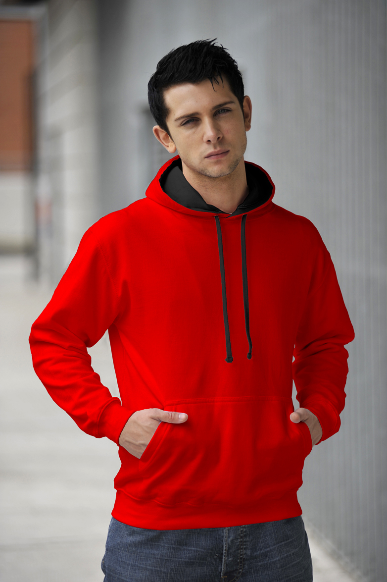 AWDis Varsity Hoodie Fire Red & Jet Black