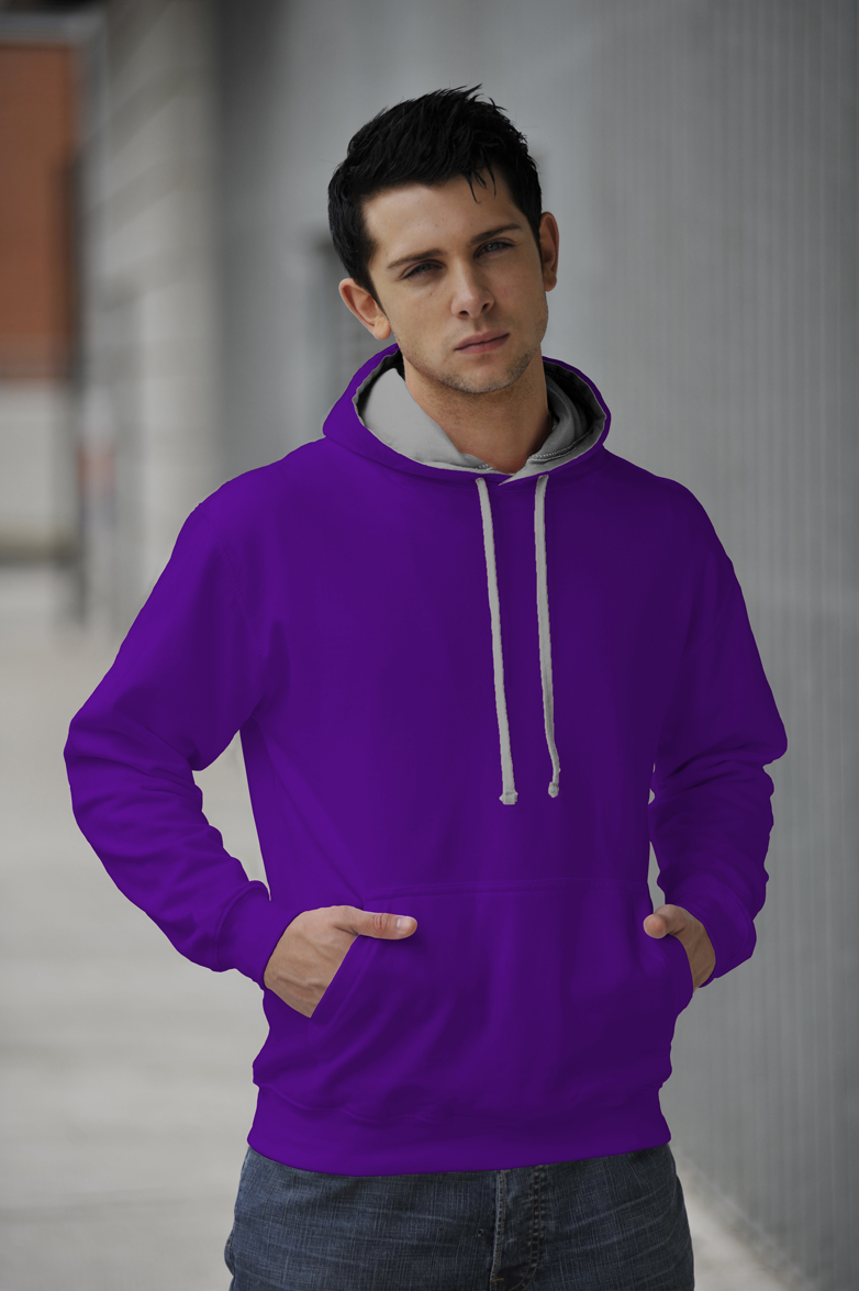 Varsity Hoodie Purple - Heather Grey