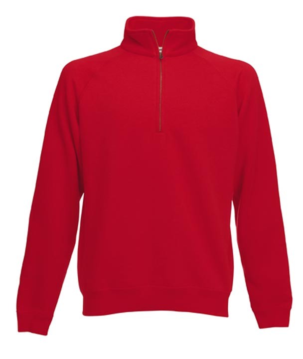 Fruit of the Loom Zip Neck Sweat Red
