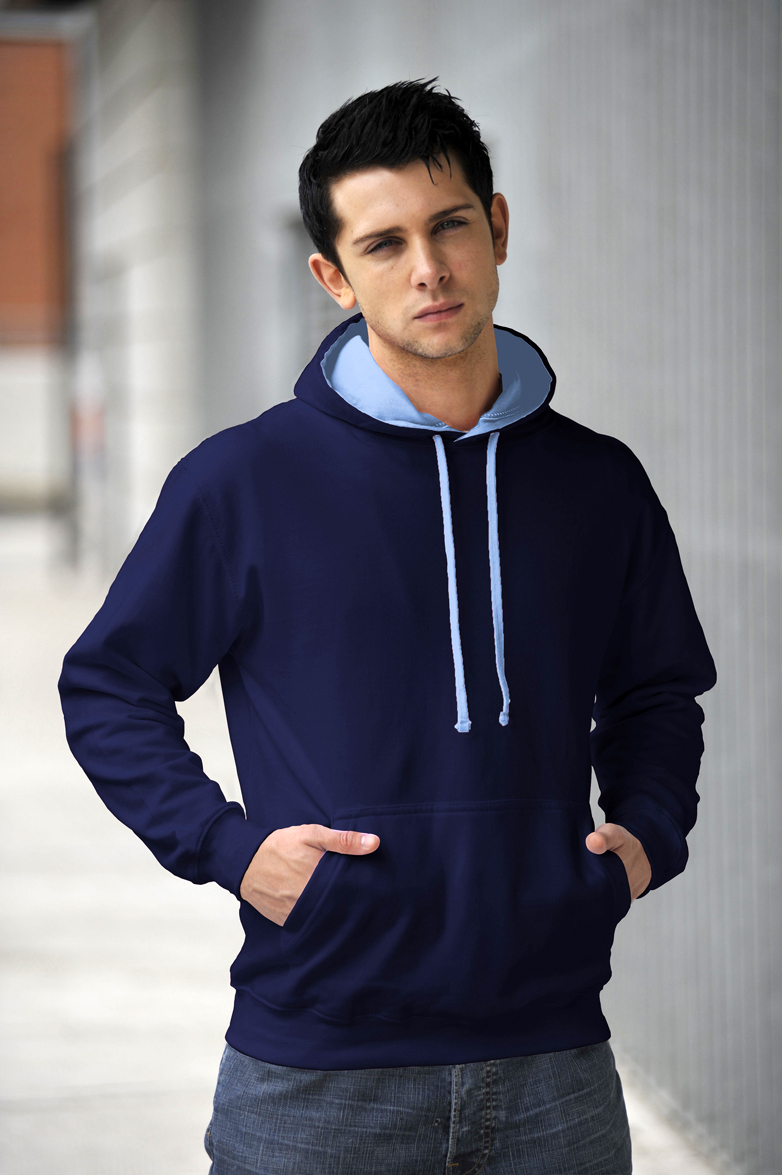 AWDis Varsity Hoodie New French Navy & Sky Blue