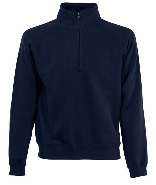 Fruit of the Loom Zip Neck Sweat Deep Navy