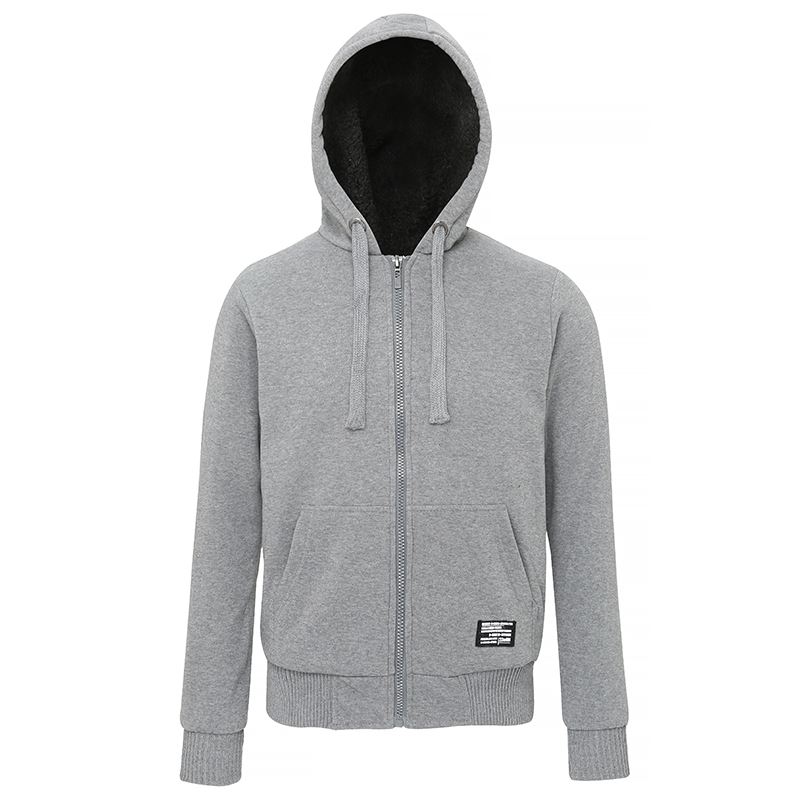 Affordable Fashion Sherpa fleece lined zip hoodie grijs