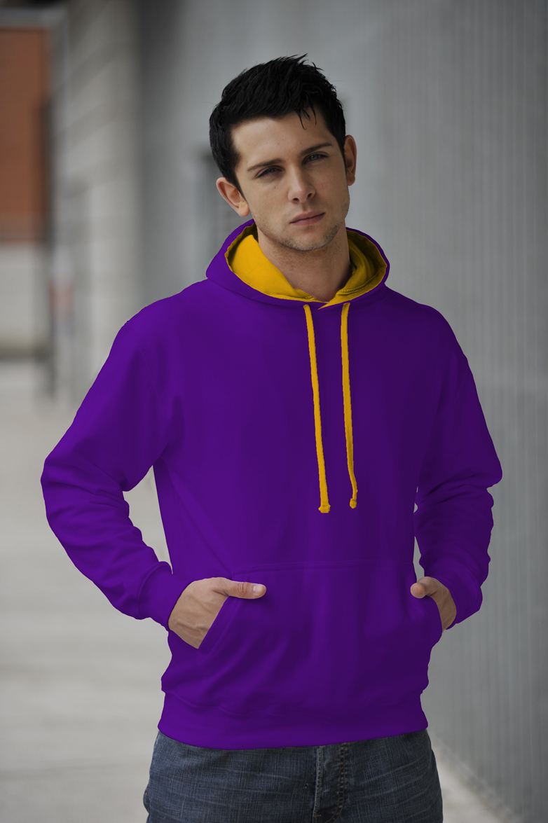 Varsity Hoodie Purple - Sun Yellow