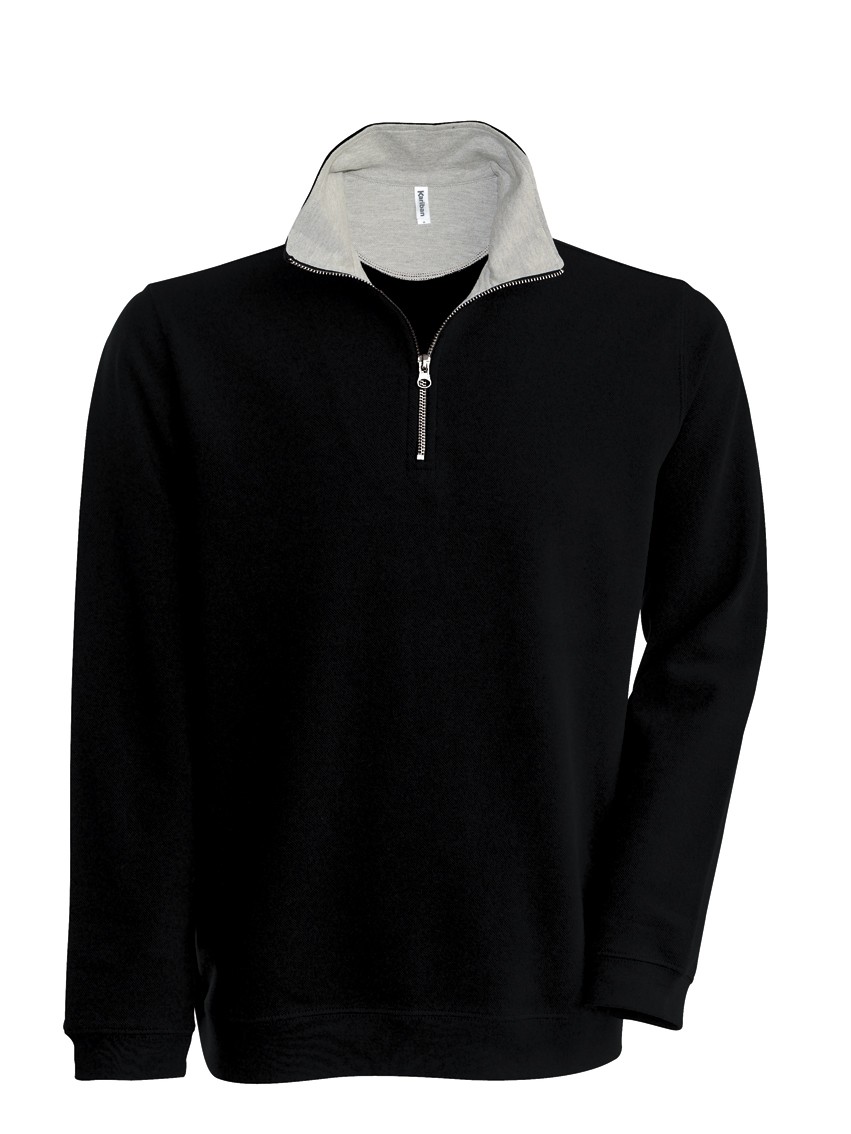 Kariban Trucker Zipneck sweater vest K206 Black - Heather Grey