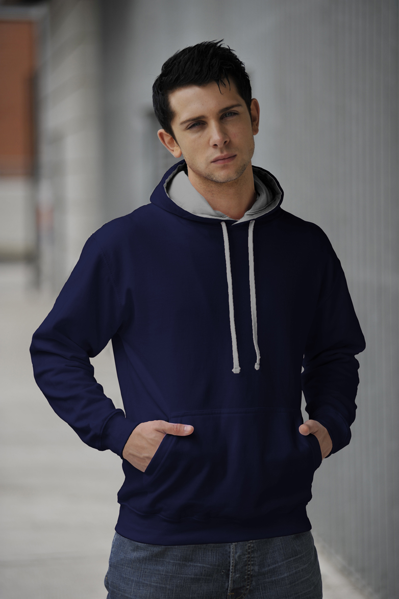 Varsity Hoodie French Navy - Heather Grey