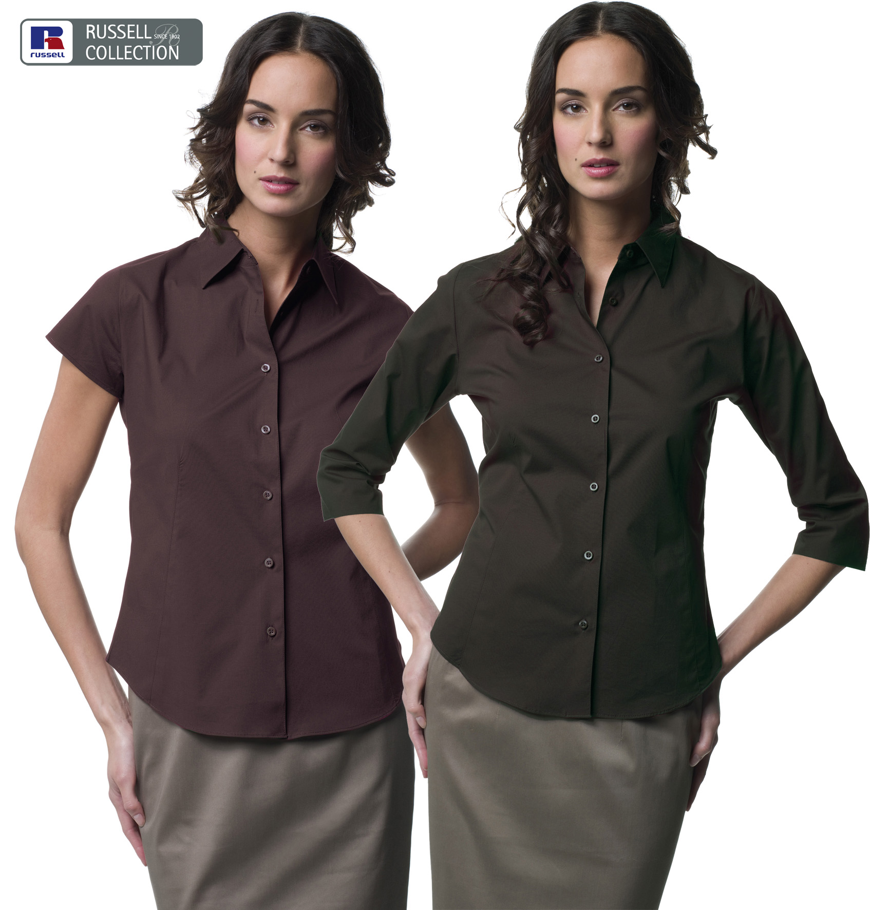 Ladies Fitted shirt met korte of 3/4 mouwen