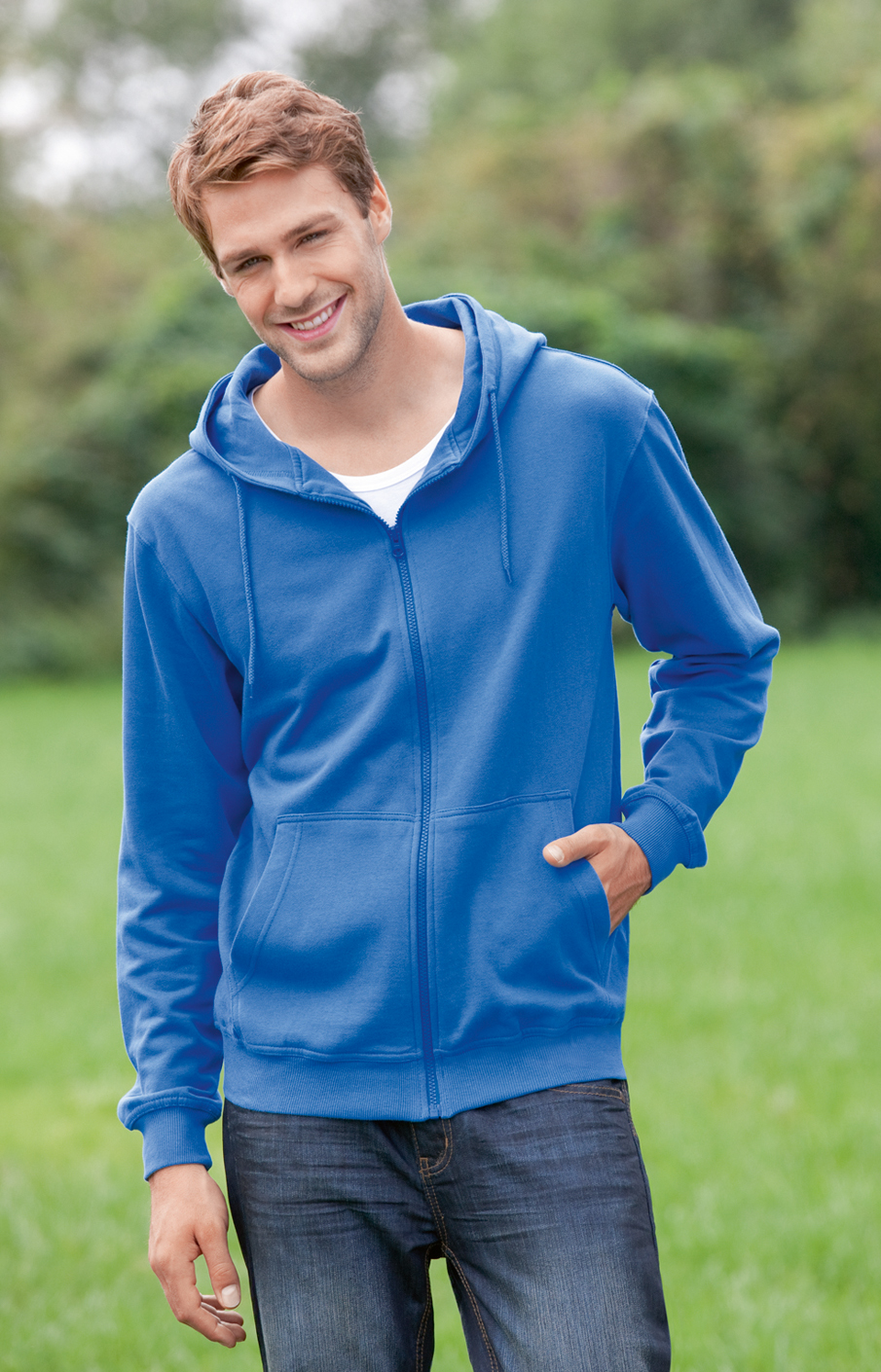 Hanes Jacket Organic Heren Hoodie met rits