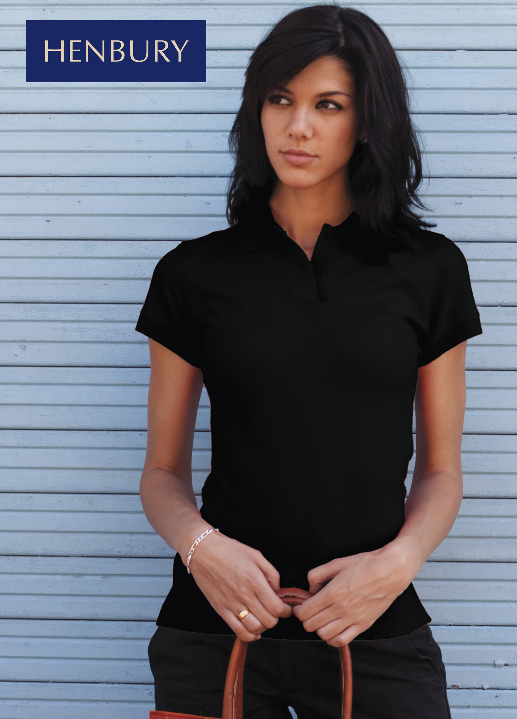 H306 HENBURY H306 LADIES STRETCH POLO Black