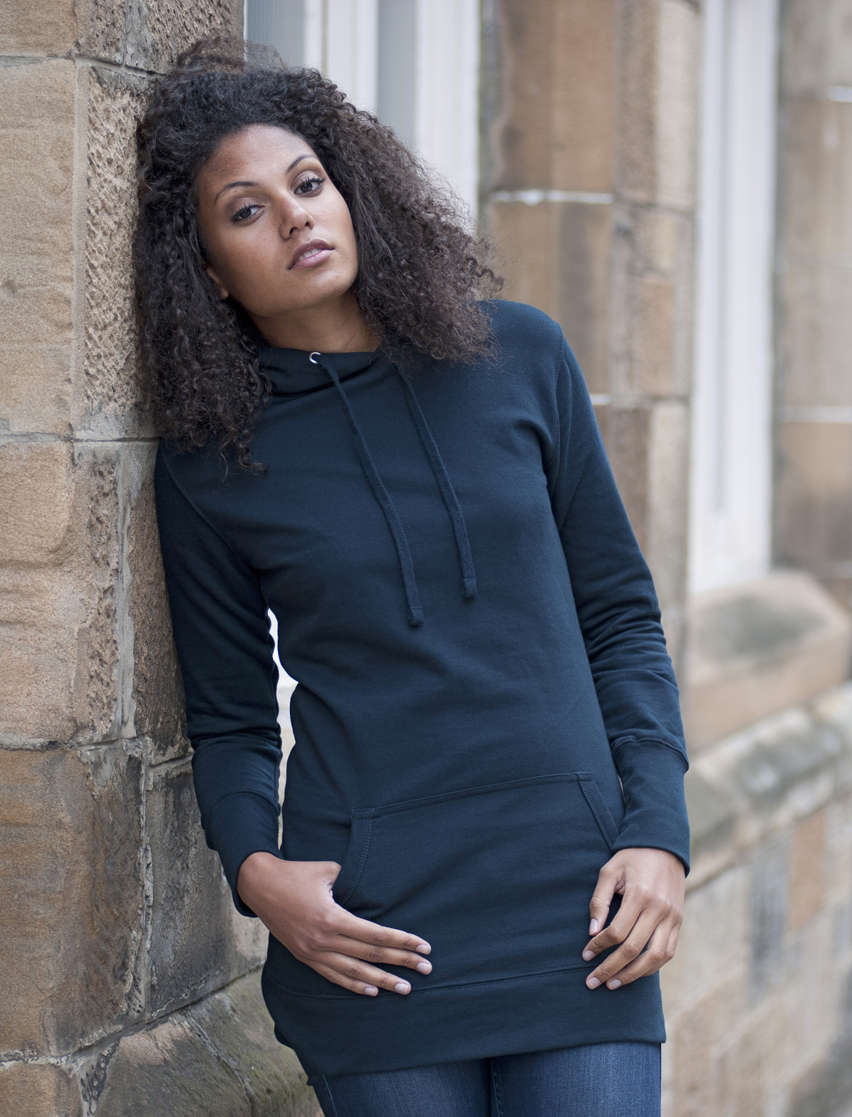 AWDis Girlie Longline Hoodie donker