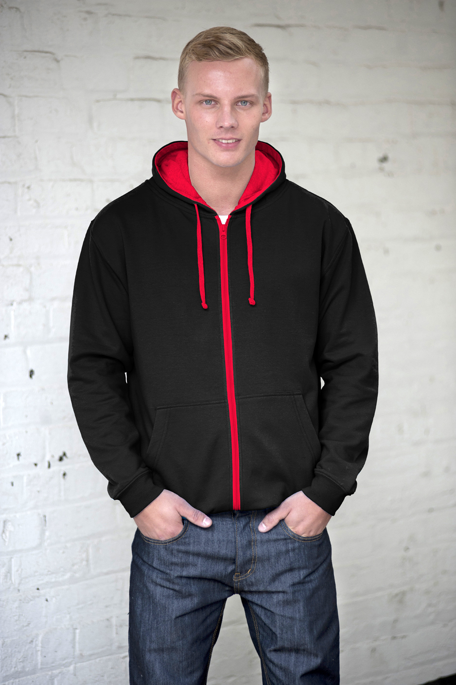AWDis JH053 Jet Black - Fire Red