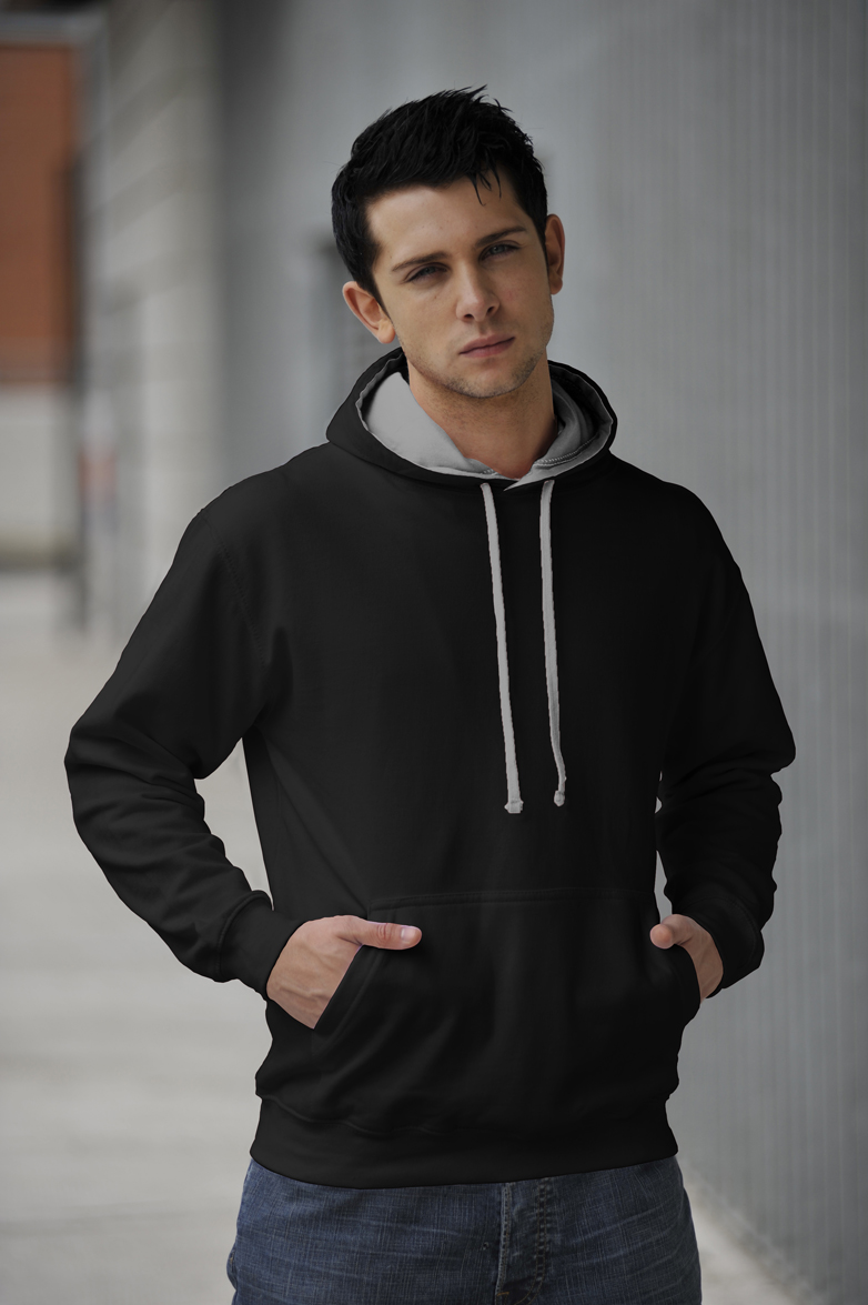 Varsity Hoodie Jet Black - Heather Grey