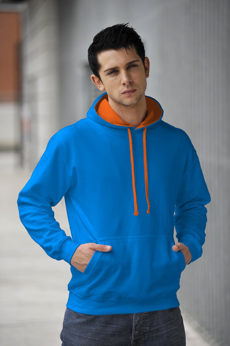 AWDis Varsity Hoodie Sapphire Blue & Orange Crush