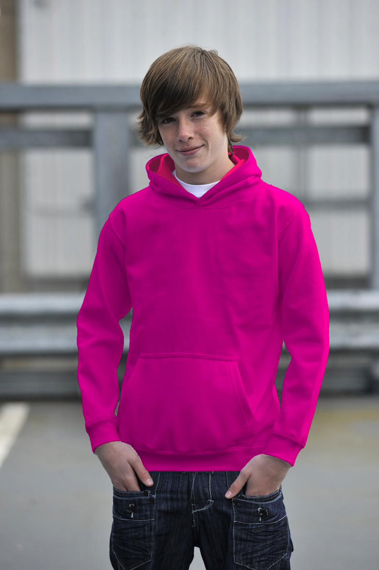 AWDis Kids Varsity Hoodie AWDis JH03J Kids Hoodie Candyfloss Pink - Hot Pink