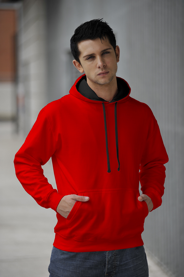 Varsity Hoodie Fire Red - Jet Black