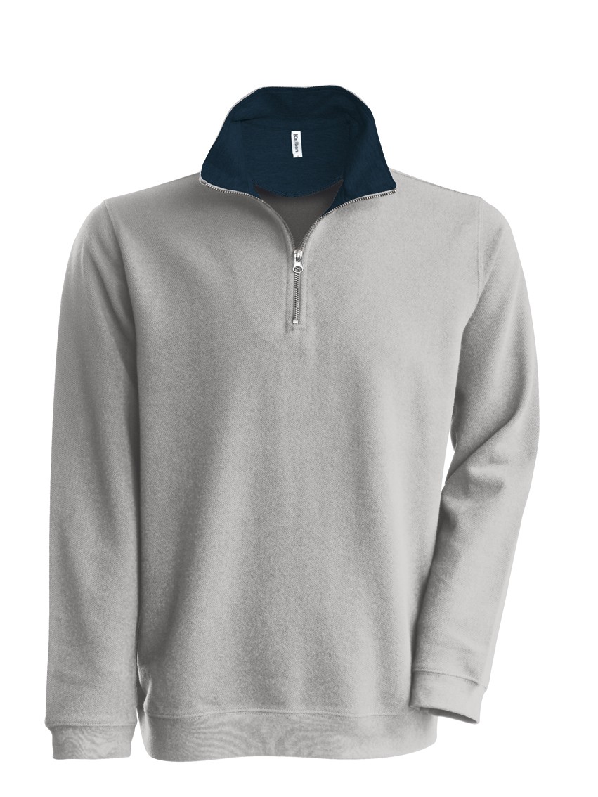Kariban Trucker Zipneck sweater vest K206 Heather Grey - Navy