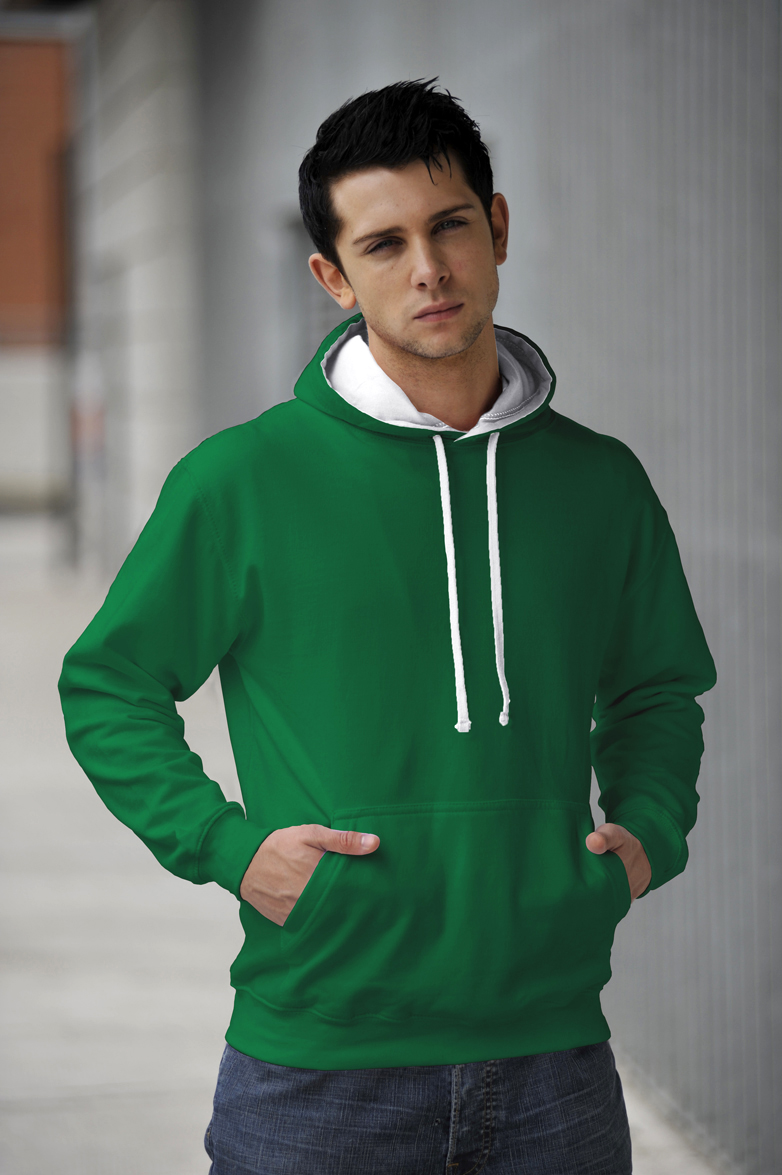 AWDis Varsity Hoodie Kelly Green & Artic White