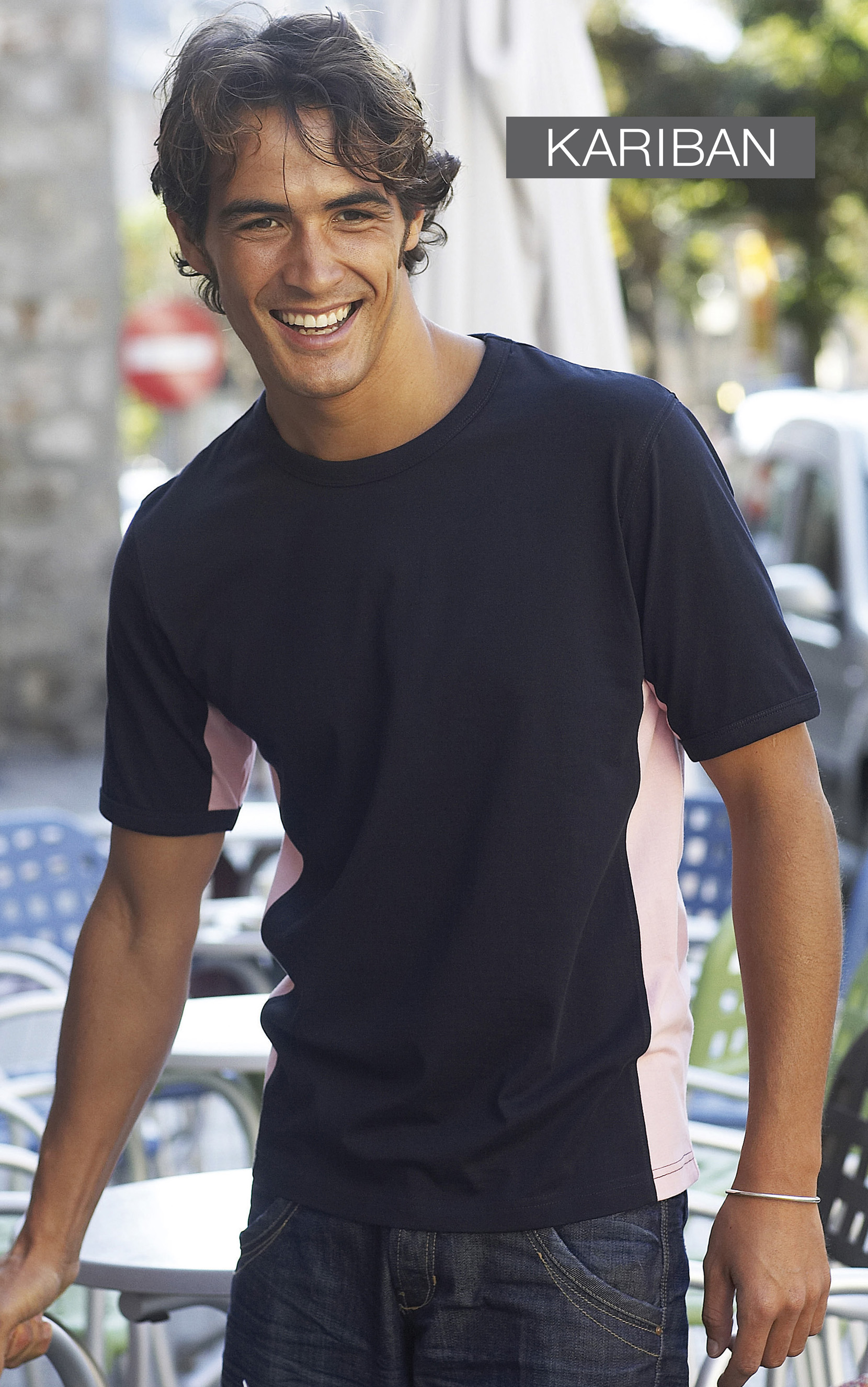 Tweekleurig T-shirt met korte mouwen