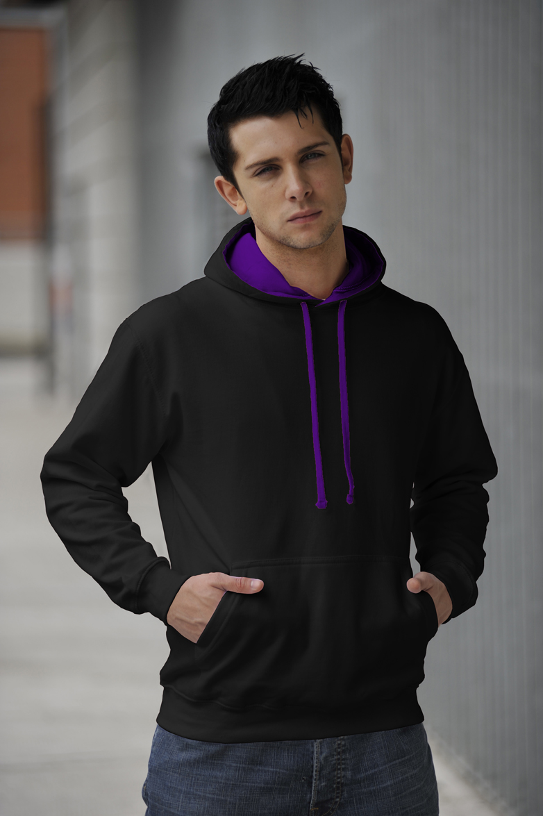 Varsity Hoodie Jet Black - Purple