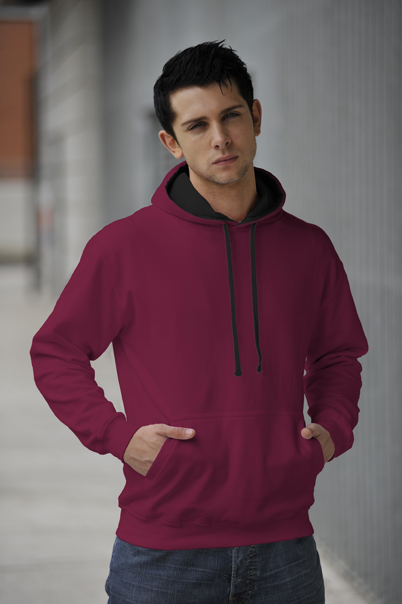 Varsity Hoodie Burgundy - Charcoal