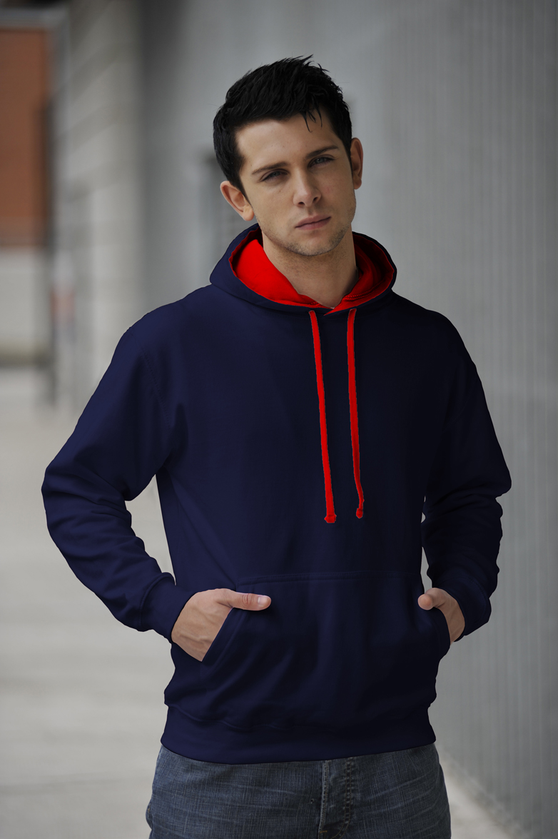 Varsity Hoodie French Navy - Fire Red