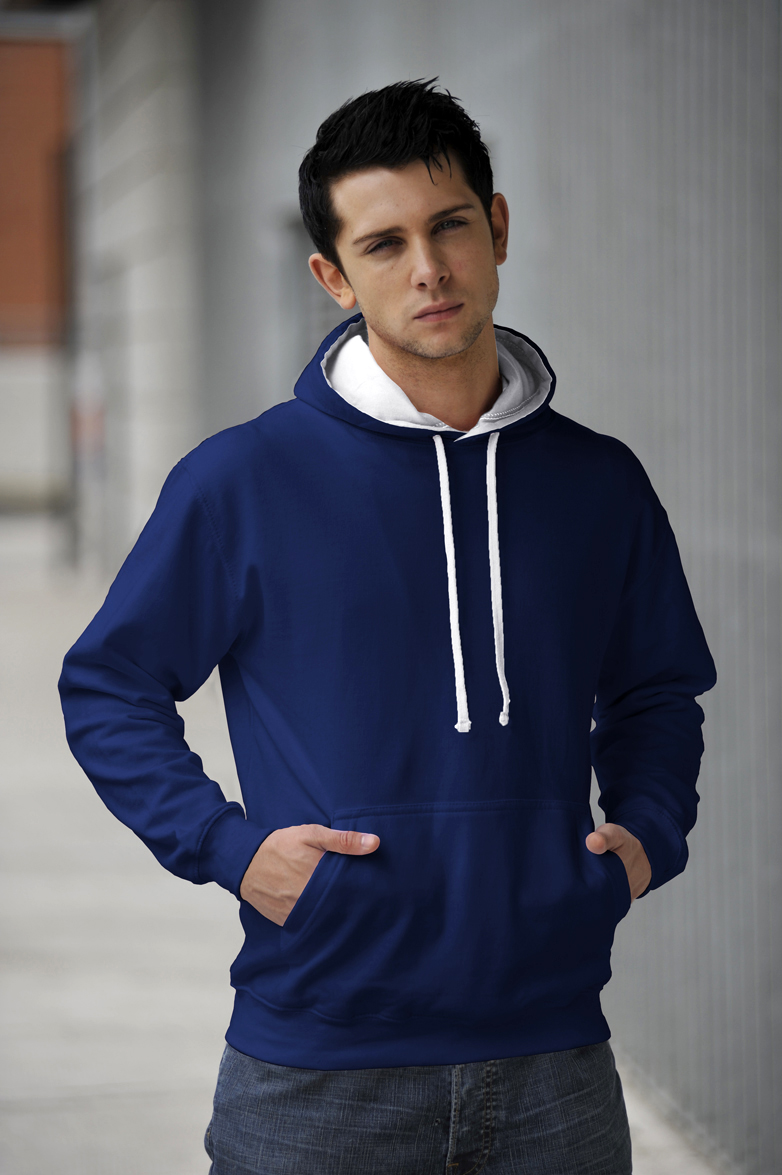 AWDis Varsity Hoodie Royal Blue & Artic White