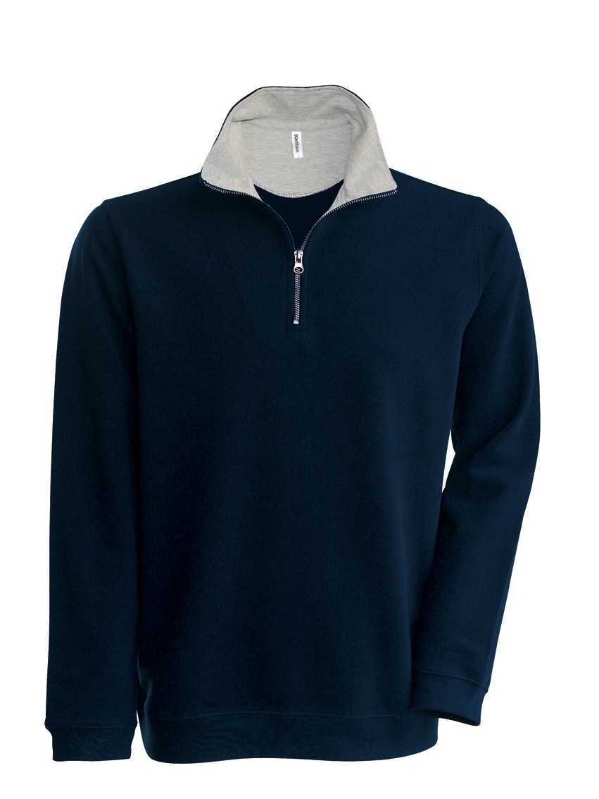 Kariban Trucker Zipneck sweater vest K206 Navy - Heather Grey