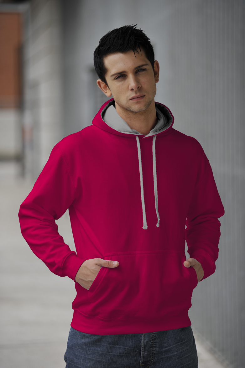 Varsity Hoodie Hot Pink - Heather Grey