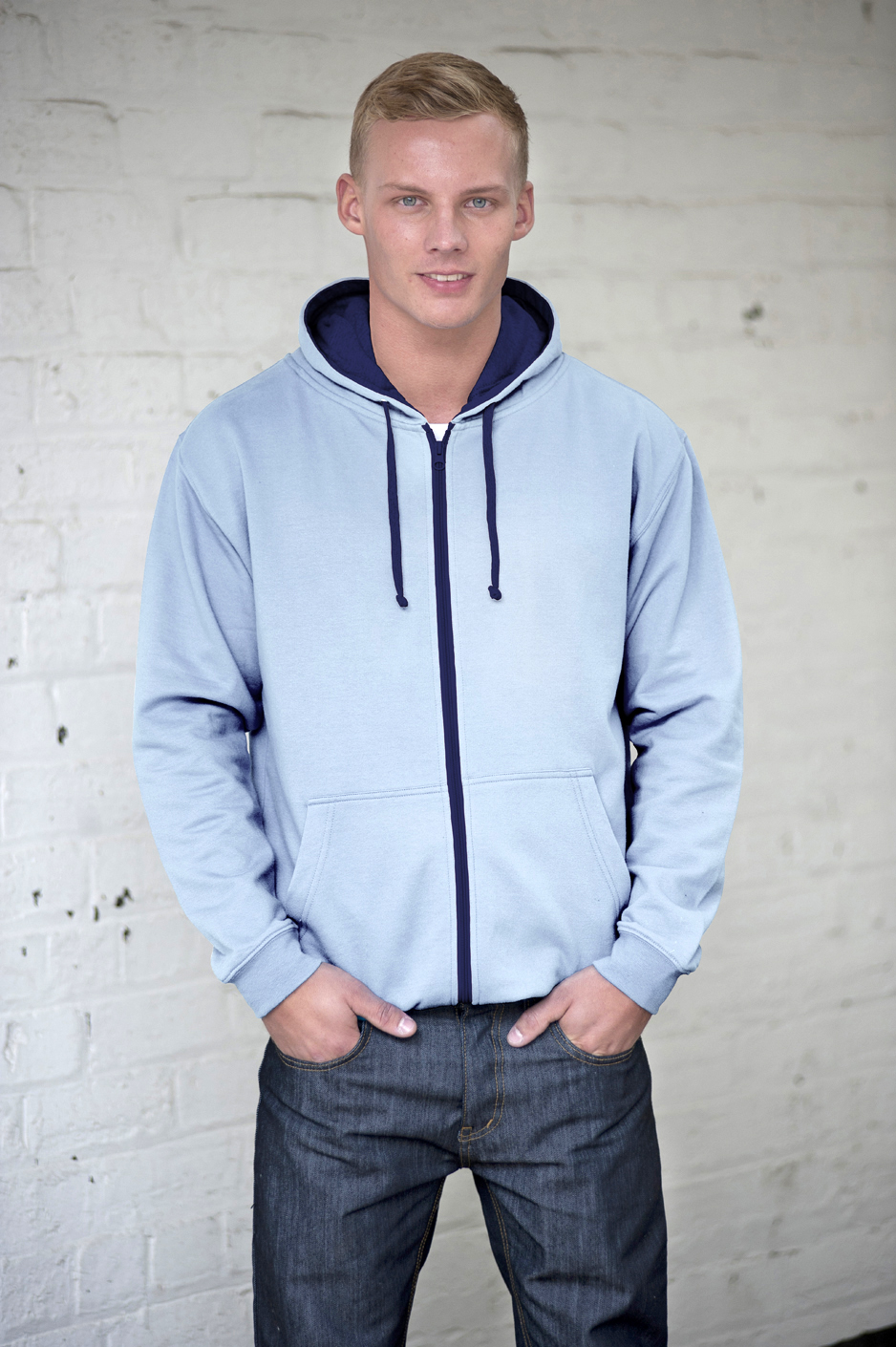 AWDis JH053 Heather Grey - French Navy
