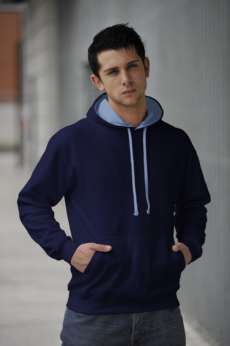 Varsity Hoodie French Navy - Sky Blue