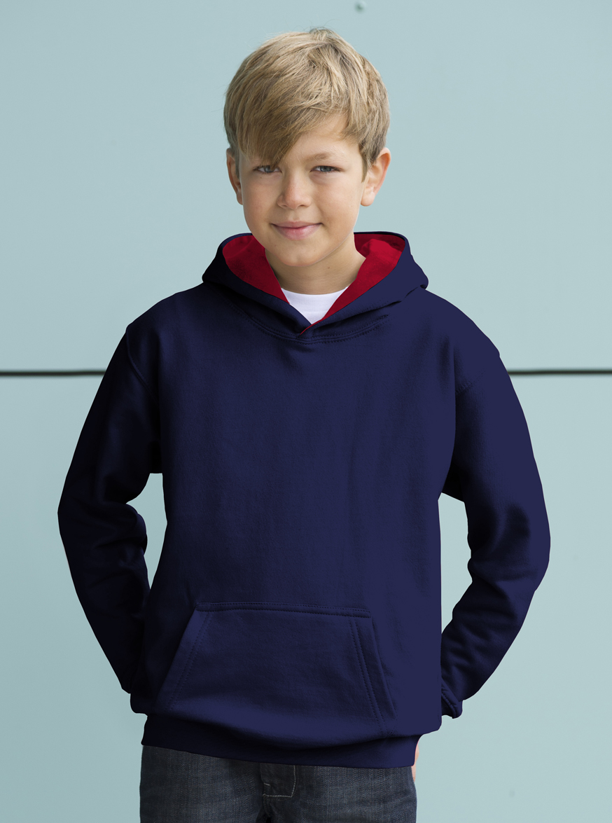 AWDis Kids Varsity Hoodie JH03J Kids Hoodie New French Navy - Fire Red
