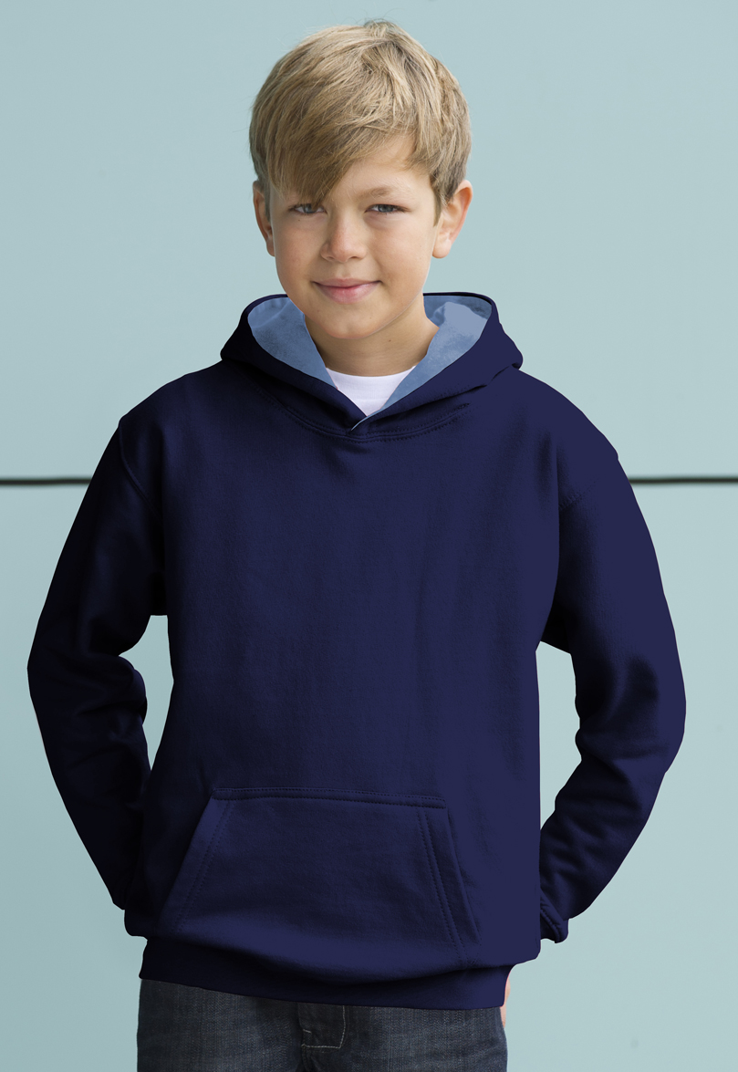 AWDis Kids Varsity Hoodie JH03J Kids Hoodie New French Navy - Sky Blue