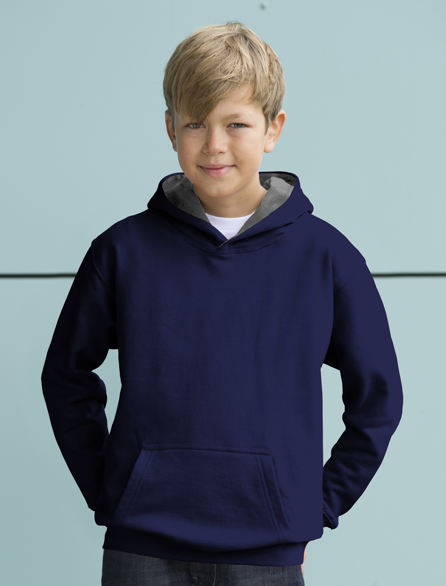 AWDis Kids Varsity Hoodie JH03J Kids Hoodie New French Navy - Heather Grey