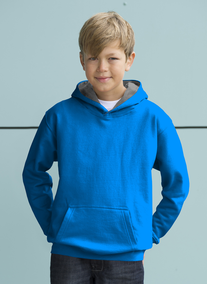 AWDis Kids Varsity Hoodie JH03J Kids Hoodie Sapphire Blue - Heather Grey