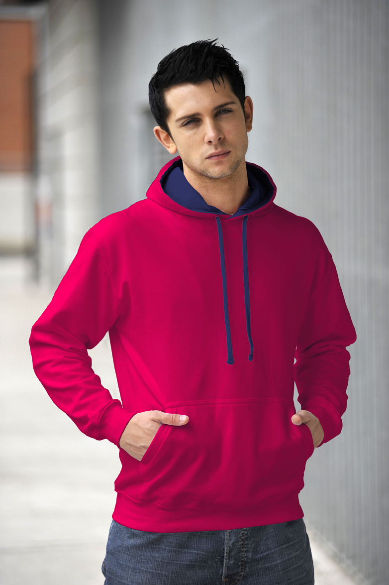 AWDis Varsity Hoodie Hot Pink & French Navy