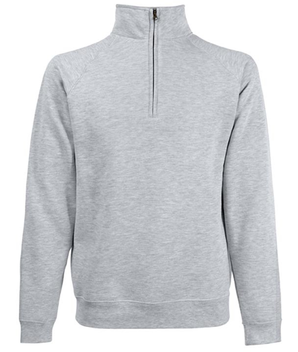 Fruit of the Loom Zip Neck Sweater Heather Grey