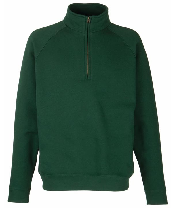 Fruit of the Loom Zip Neck Sweat Bottle Green