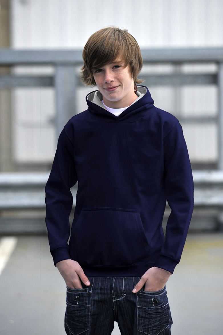 AWDis Kids Varsity Hoodie JH03J Kids Hoodie French Navy - Heather Grey