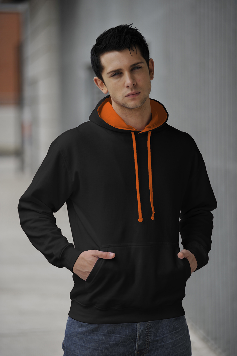 Varsity Hoodie Jet Black - Orange Crush