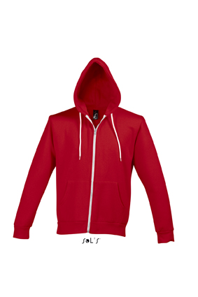 Sols Silver Unisex Zip Hooded Silver Red